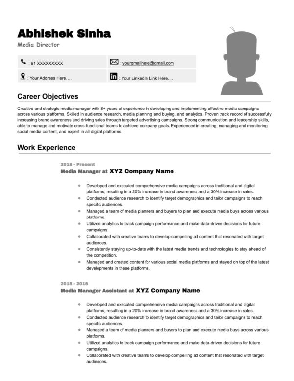 CV Template for smokey grey template