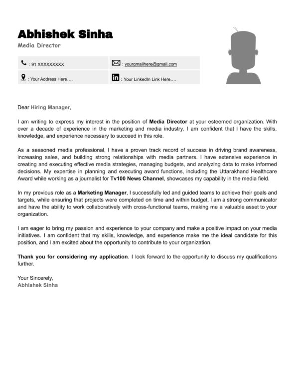 Cover Letter for smokey grey template