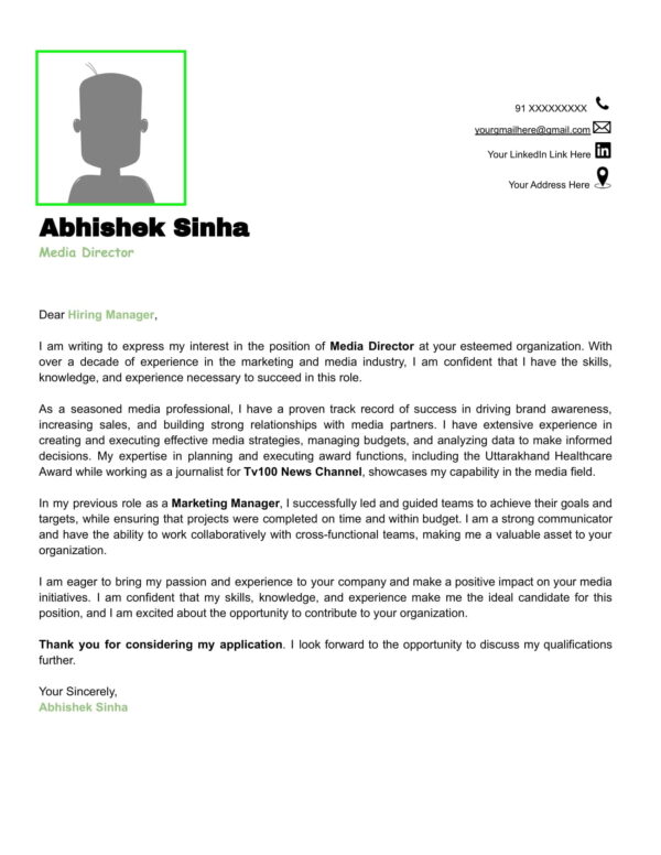 Cover Letter for Green Tea Template