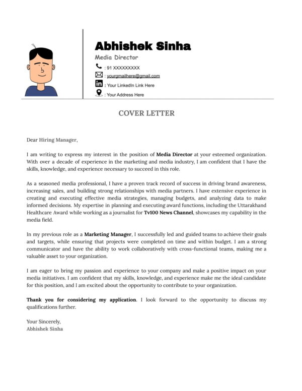 Cover Letter for Grey White Template