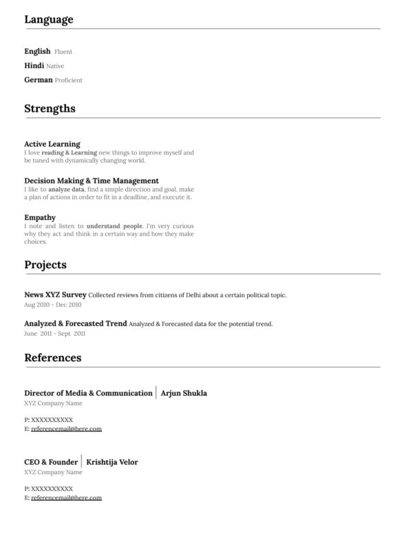 Grey White Extra Section for CV Template