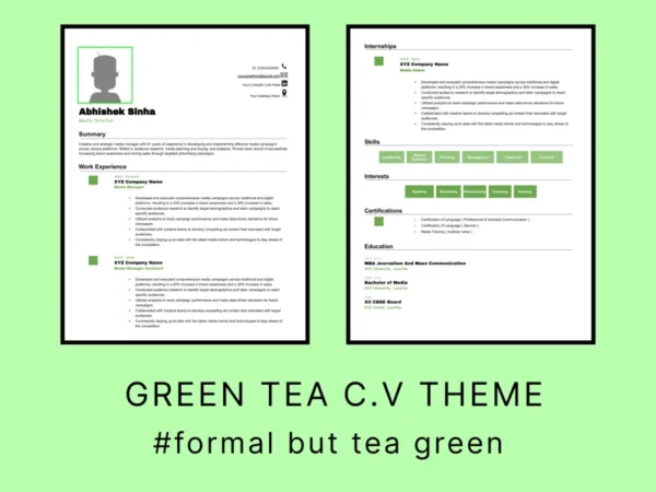 Green Tea C.V Template Thumbnail