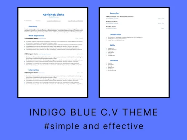 Indigo Blue C.V Template Thumbnail