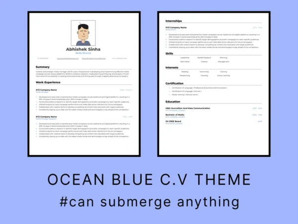 Ocean Blue C.V Template Thumbnail
