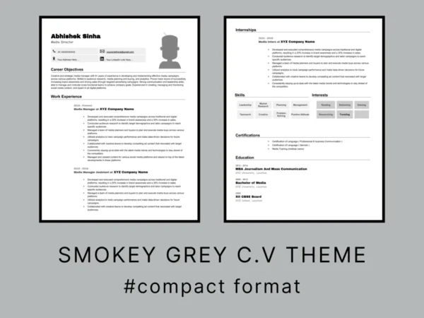 Smokey Grey C.V Template Thumbnail